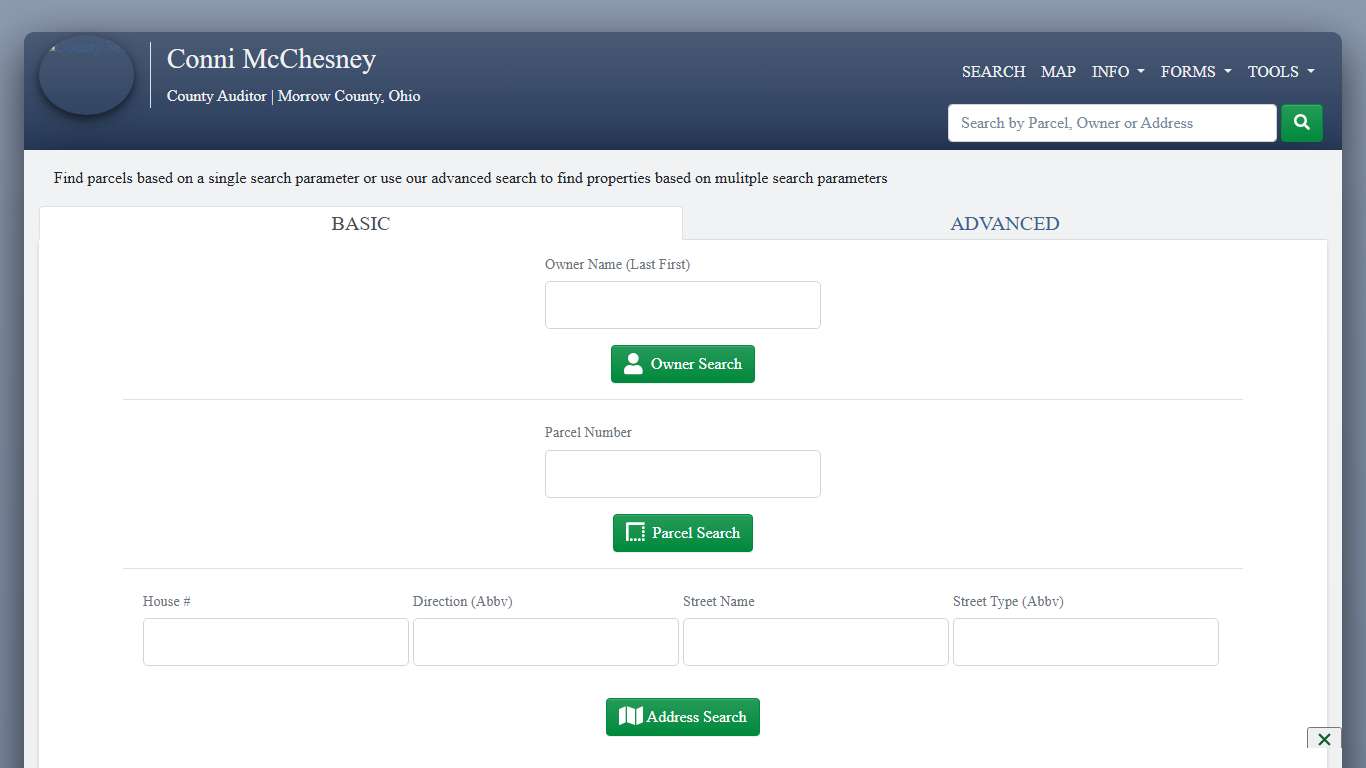 Advanced Search - County Auditor Website, Morrow County, Ohio