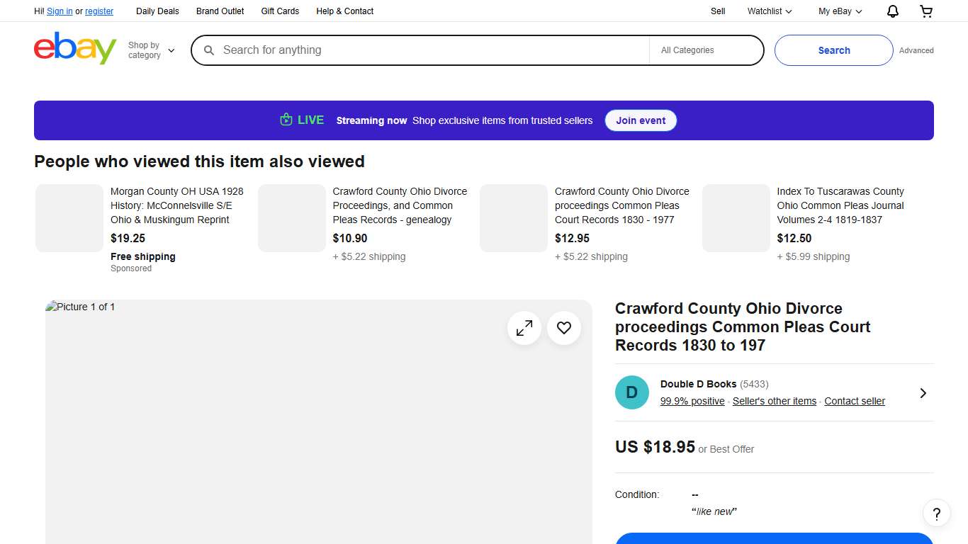 Crawford County Ohio Divorce proceedings Common Pleas Court Records 1830 to 197 eBay